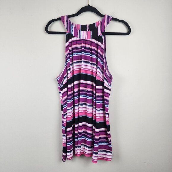 Lane Bryant Tops - New Lane Bryant sz 18/20 women sleeveless top purple stripes